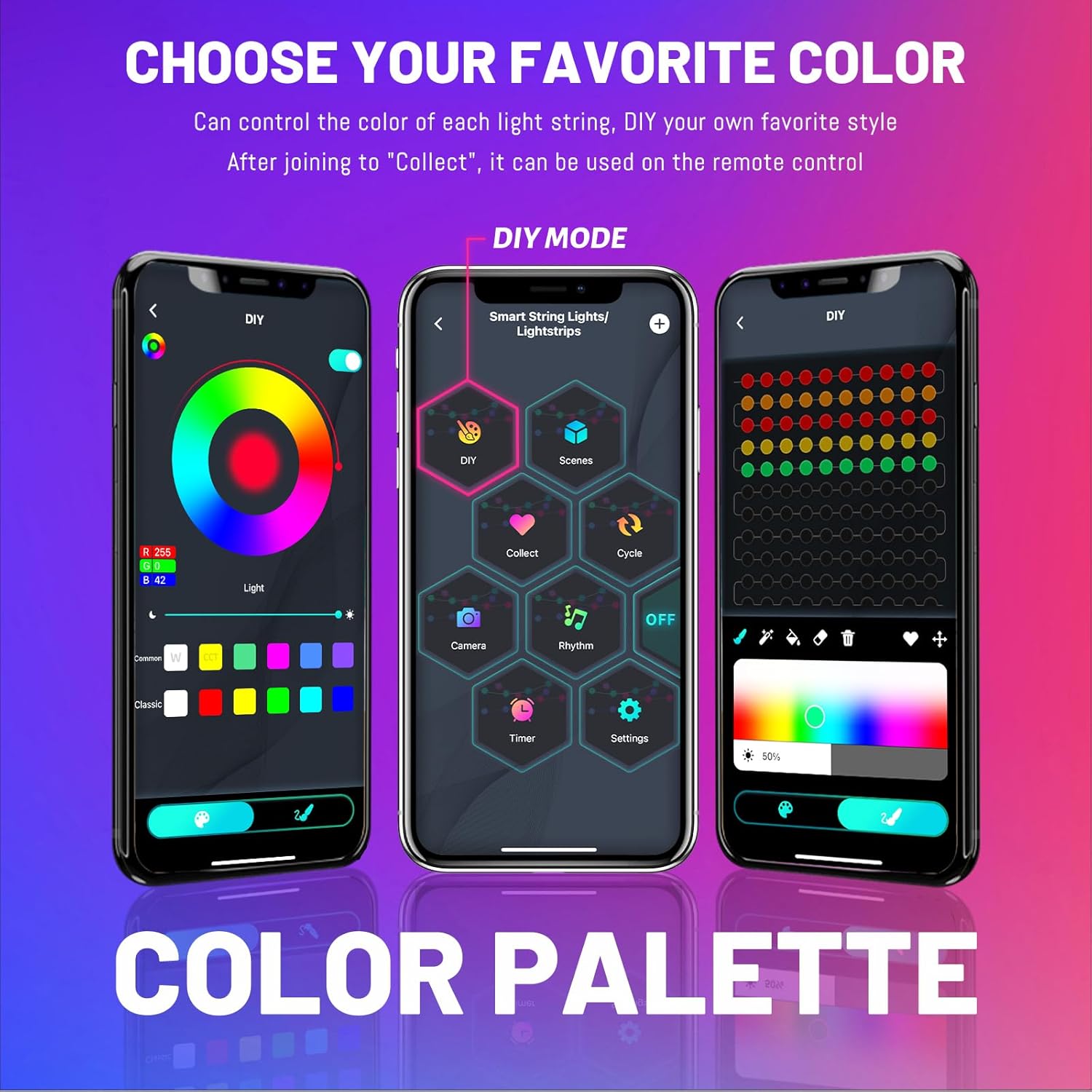 HXWEIYE 300LED Unlimited RGB Colors Changing Curtain Lights with Remote & APP Control, Smart