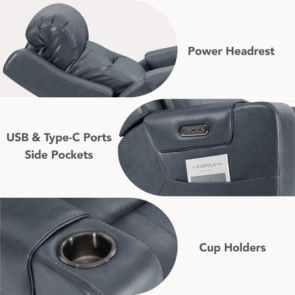 Watson & Whitely Genuine Leather Power Recliner Chairs for Adults, Lay Flat Recliner with Power