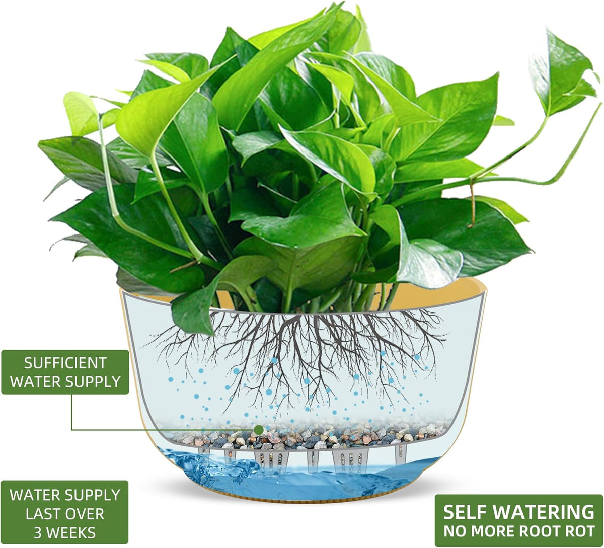 Dexceder 11.2 Inch Self Watering Hanging Planters Indoor Outdoor, Thickened Hanging Basket Flower