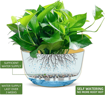 Dexceder 11.2 Inch Self Watering Hanging Planters Indoor Outdoor, Thickened Hanging Basket Flower