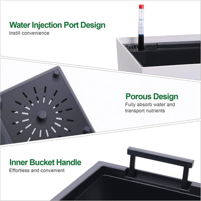 22.5" Tall Planters Set of 2, Outdoor＆Indoor Black Planter Pots, High Front Porch Planter Pots with