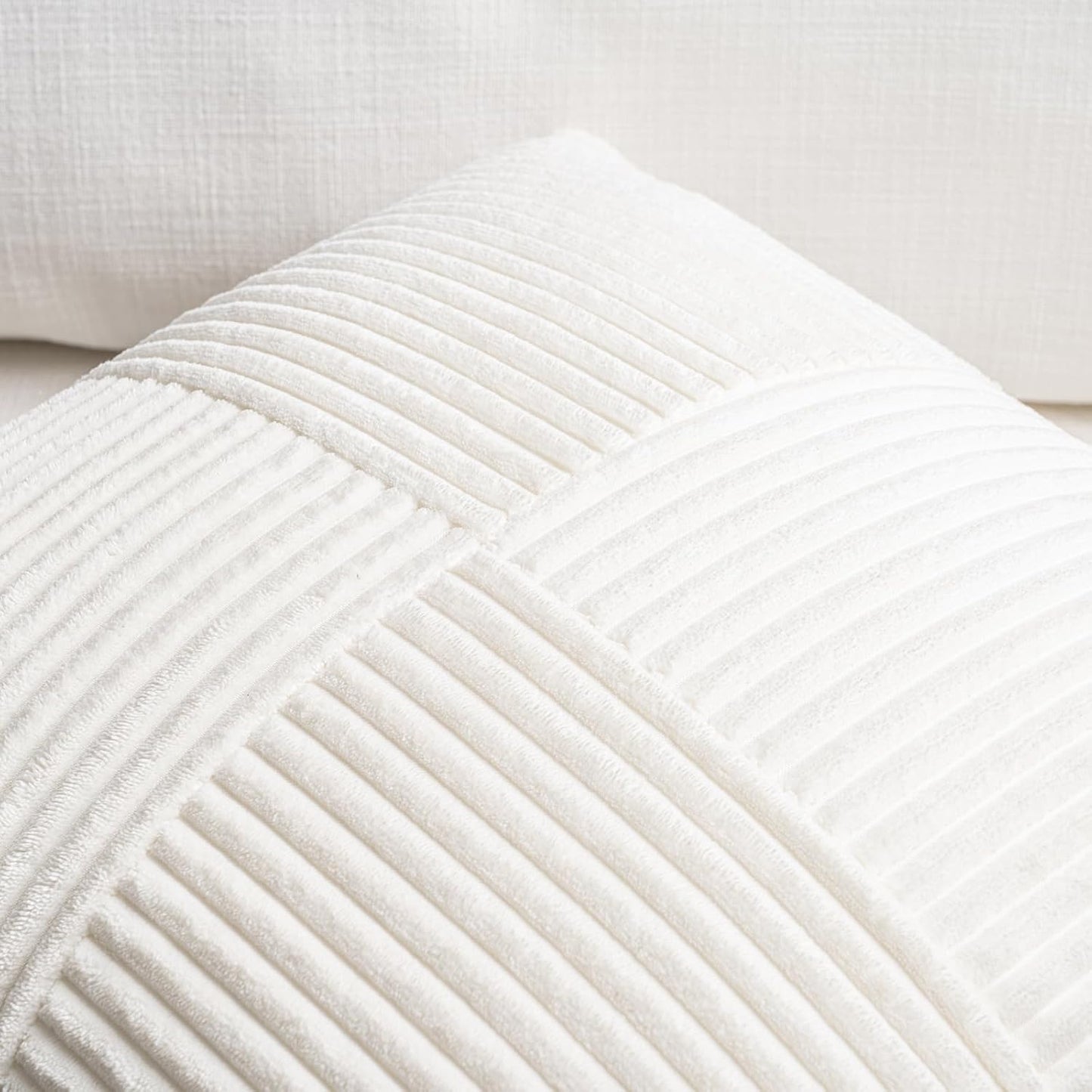 Fancy Homi Set of 2 Cream White Boho Long Lumbar Body Decorative Throw Pillow Cover 14x36 Inch for