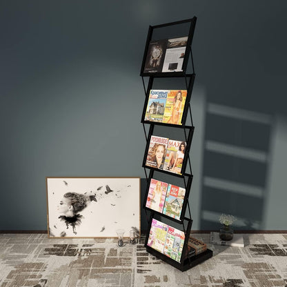 brochure display stand&Foldable Magazine Rack with 5 Pockets for Exhibition and Trade Show