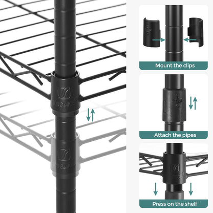 SONGMICS 5-Tier Storage Shelves, Wire Shelving Unit, Kitchen Metal Shelves, Storage Rack with