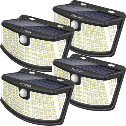 Aootek New Solar Motion Sensor Lights 120 LEDs with Lights Reflector,270° Wide Angle, IP65