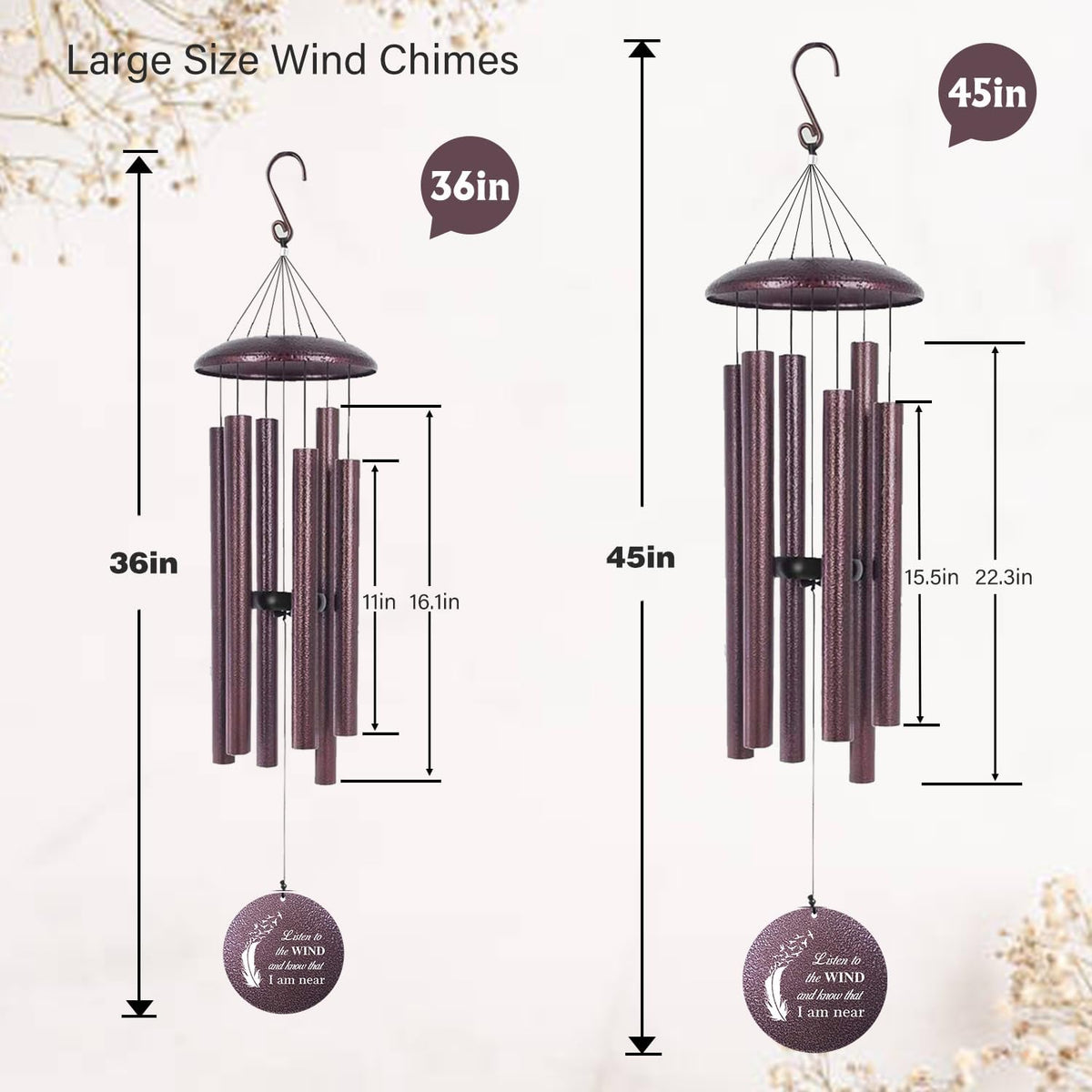 ASTARIN 36" Large Deep Tone Personalized Sympathy Wind Chimes, Memorial Wind Chime for Loss of