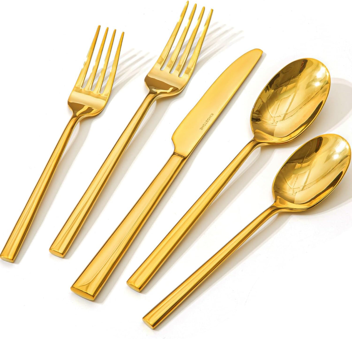 KINGSTONE Gold Silverware Set, 60-Piece Forged Flatware Set Cutlery Set Premium Stainless Steel