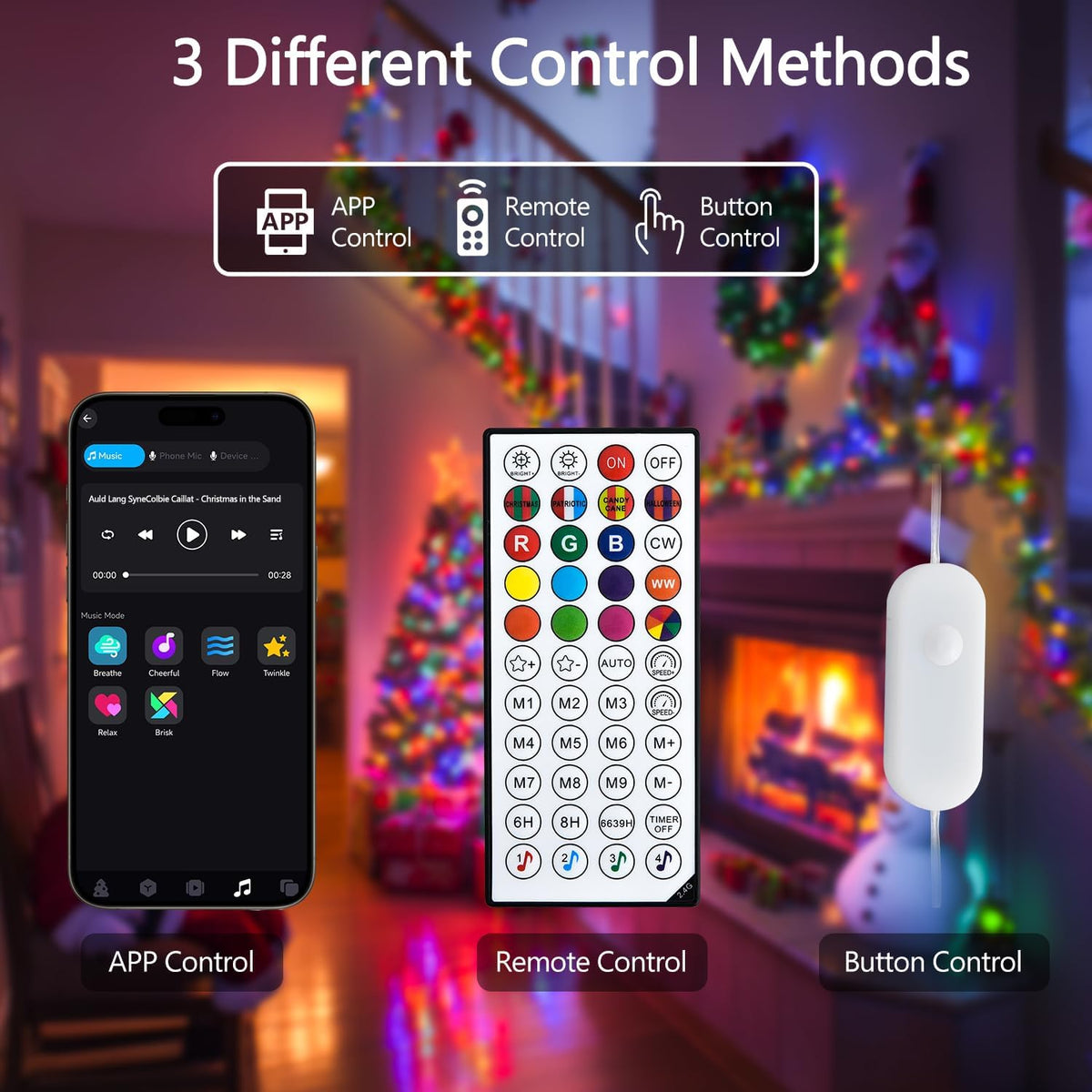 JMEXSUSS 100 LED RGB Christmas Tree Lights Indoor, 33ft Smart Color Changing Christmas Lights