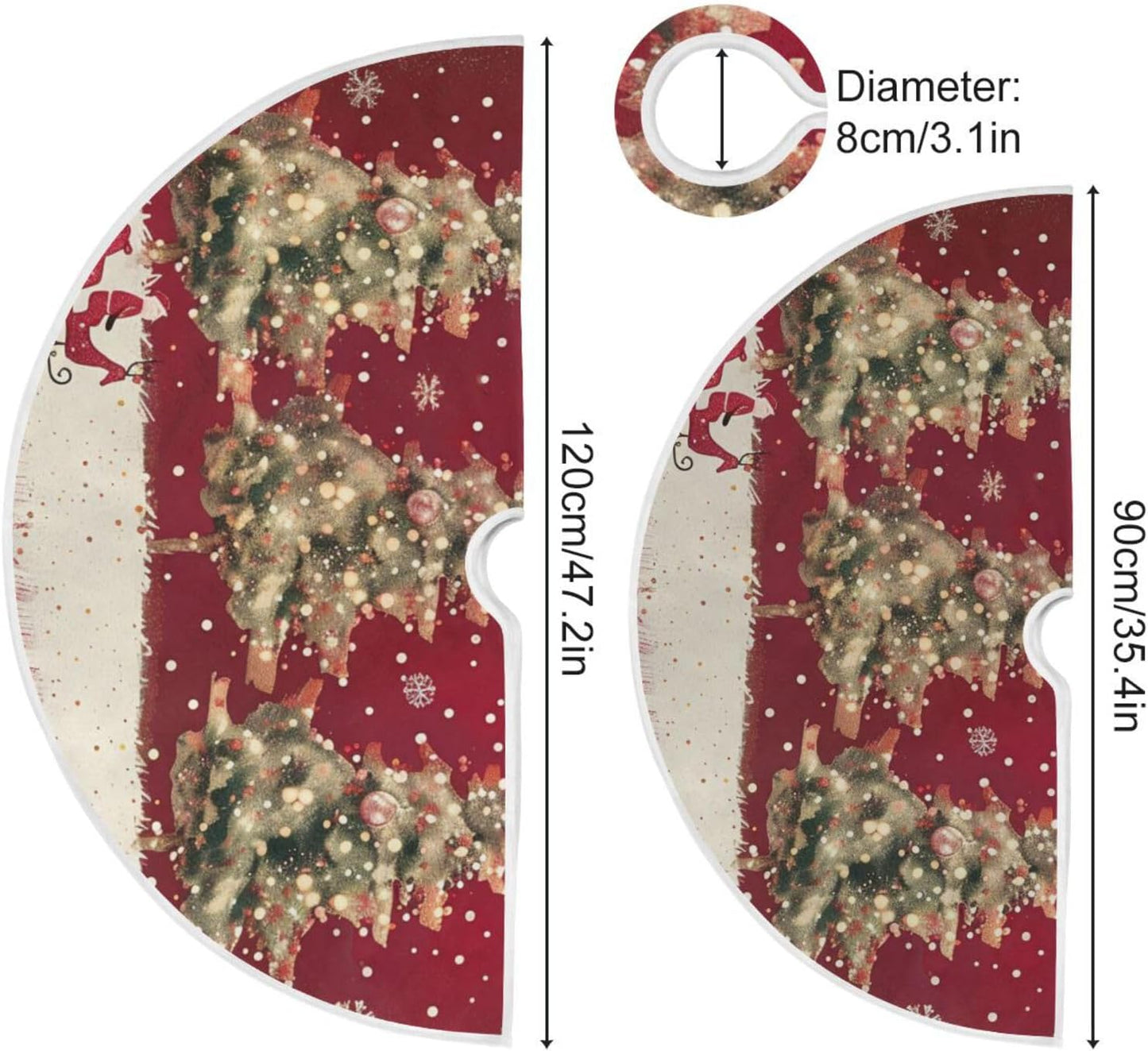 Christmas Tree Skirt, 36 Inch Christmas Trees Reindeer Xmas Tree Skirt for Christmas New Year Party