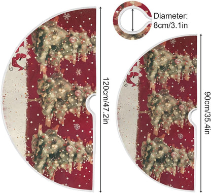 Christmas Tree Skirt, 36 Inch Christmas Trees Reindeer Xmas Tree Skirt for Christmas New Year Party