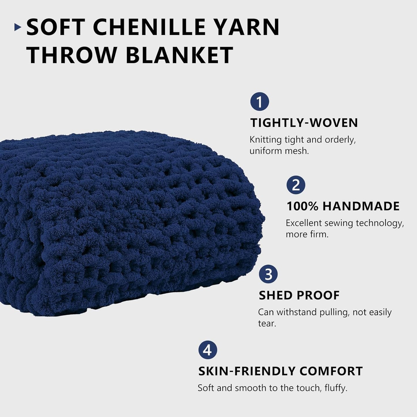 L'AGRATY Chunky Knit Blanket Throw - Soft Chunky Throw Blanket 50x60: 100% Hand Kintted Chenile