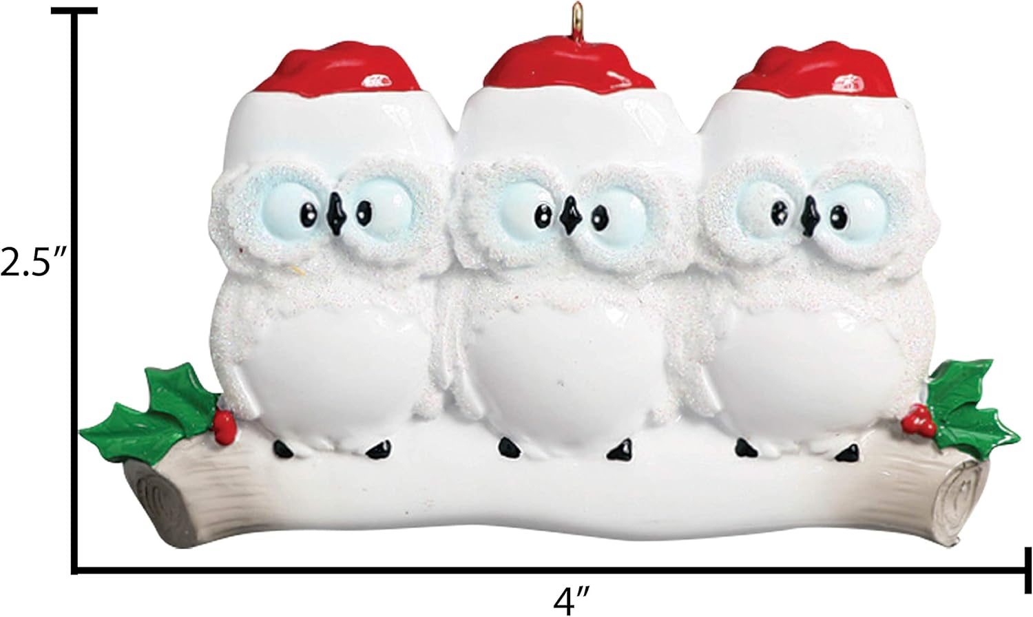 3D Owl Family of 3 Christmas Ornament 2025 Personalized Family Christmas Ornaments 2025 | White