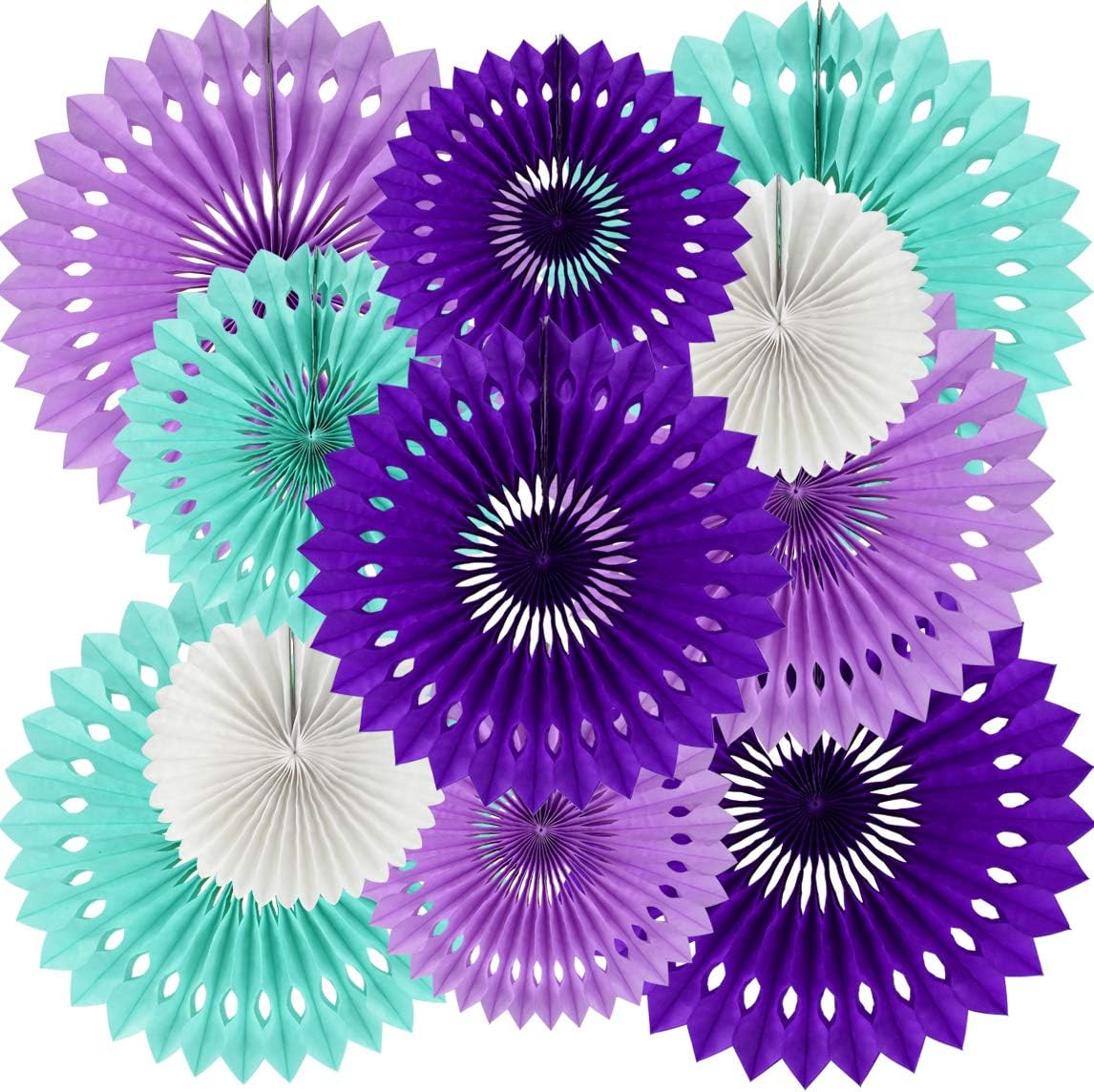 BEISHIDA Purple Lavender Blue Hanging Honeycomb Round Paper Fans Decoration Kit Tissue Paper Fan