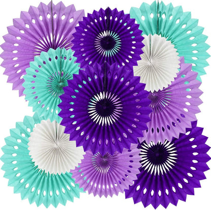 BEISHIDA Purple Lavender Blue Hanging Honeycomb Round Paper Fans Decoration Kit Tissue Paper Fan