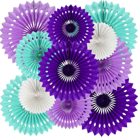 BEISHIDA Purple Lavender Blue Hanging Honeycomb Round Paper Fans Decoration Kit Tissue Paper Fan