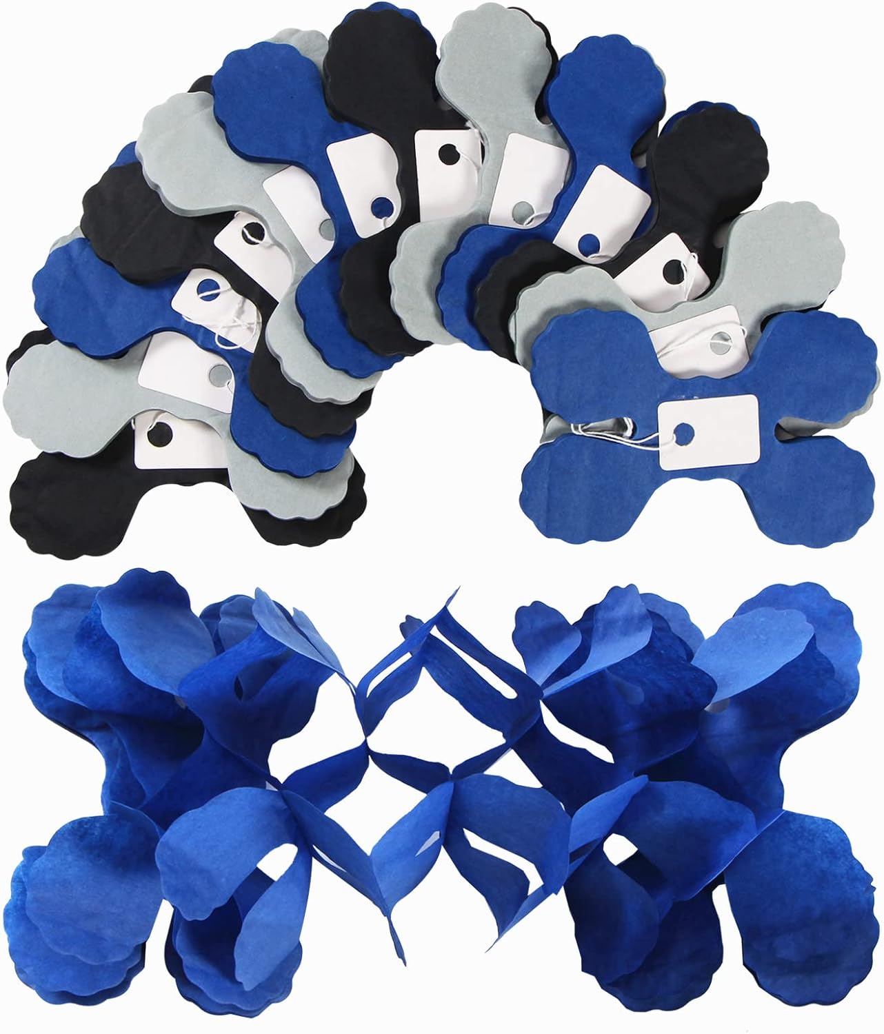 Navy-Blue Black-Silver Party-Decorations Streamers Garland - 157Ft Graduation Four-Leaf Clover