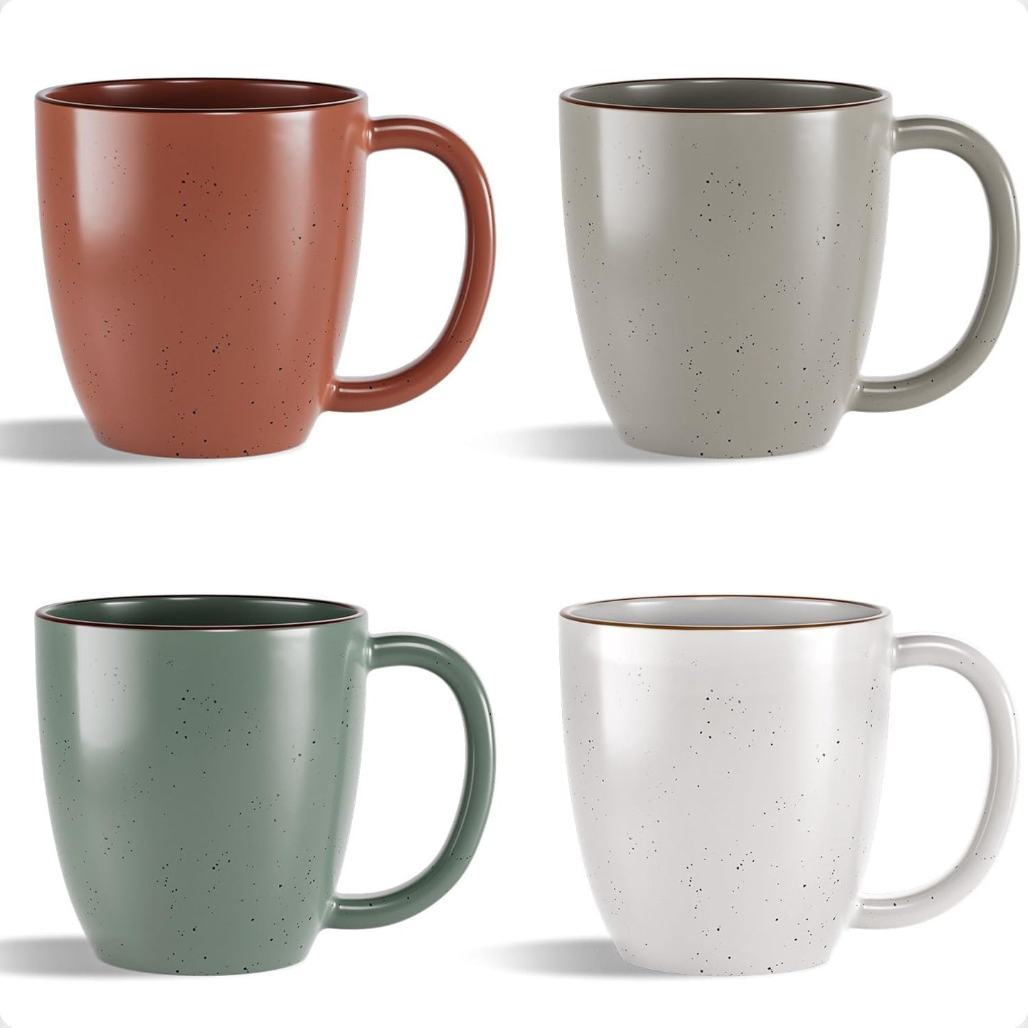 Ceramic Coffee Mugs Set of 4 - 16 oz Coffee Mug Set of 4 - Thick Durable Ceramic Mugs with