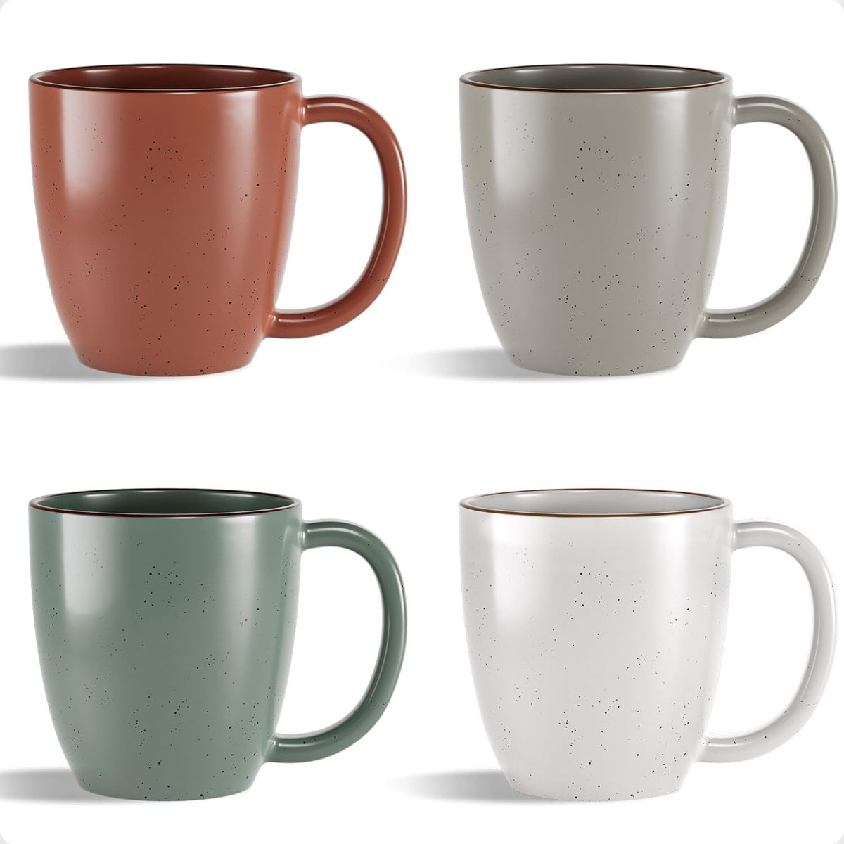 Ceramic Coffee Mugs Set of 4 - 16 oz Coffee Mug Set of 4 - Thick Durable Ceramic Mugs with
