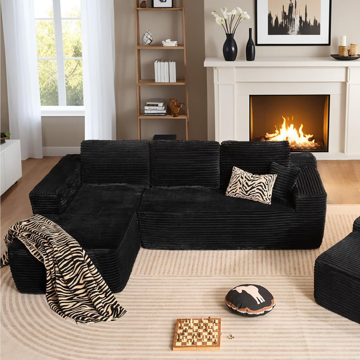 HOOOWOOO Cloud Sectional Couches for Living Room,Modular Sectional Sofa No Assembly,Plush Corduroy