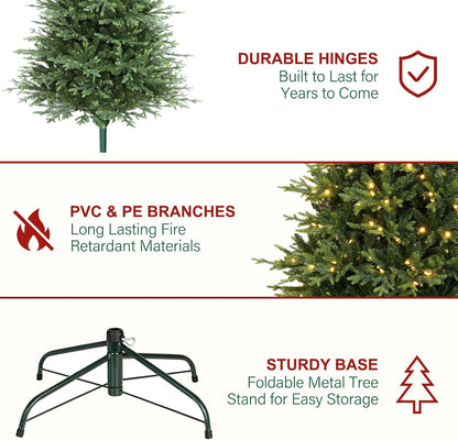 Hykolity 7.5 ft Prelit Artificial Christmas Tree, 2933 PE&PVC Branch Tips, 450 Warm White LED
