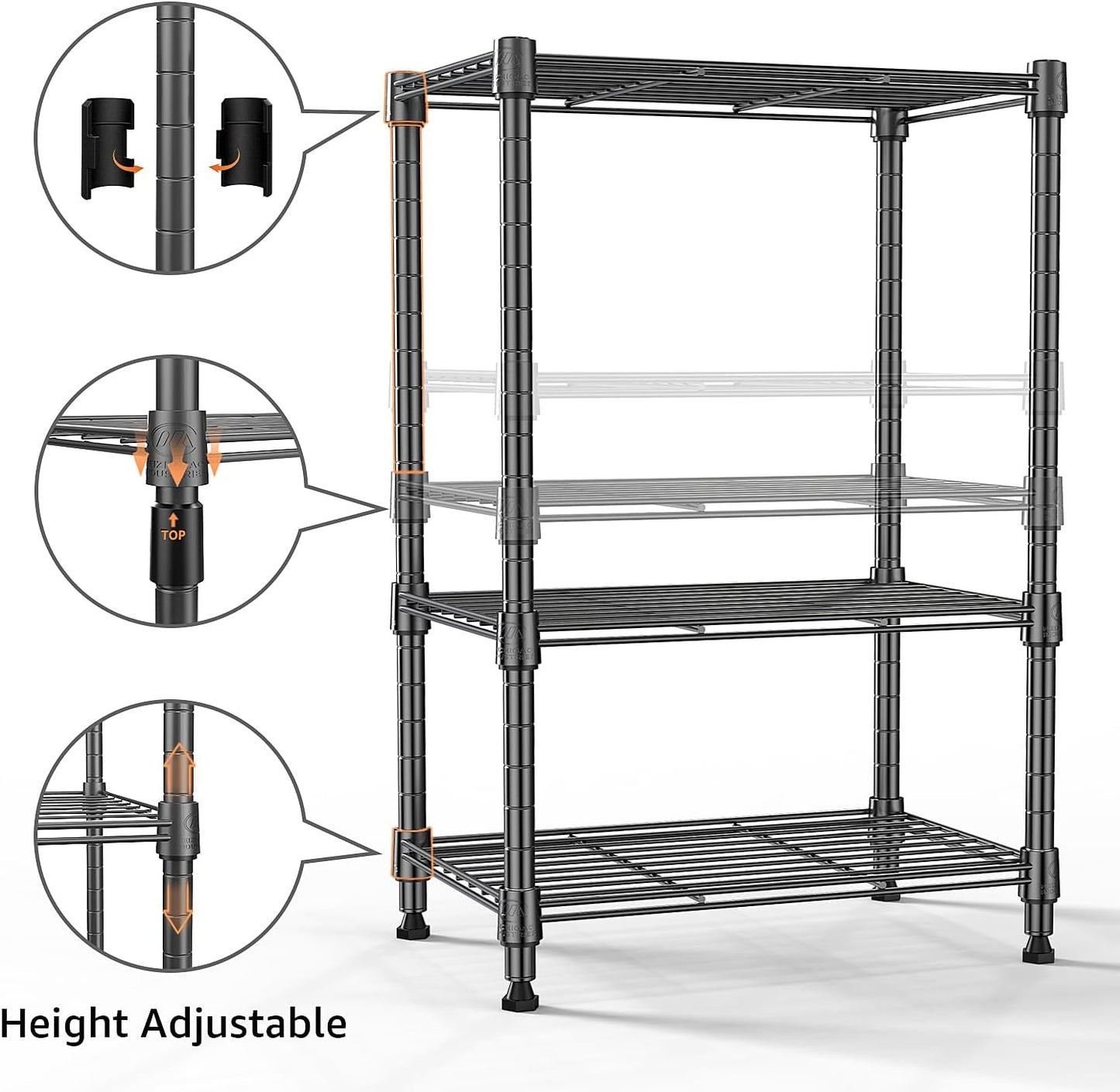 450 lbs Steel Storage Shelving 3-Tier Utility Shelving Unit Steel Organizer Wire Rack for