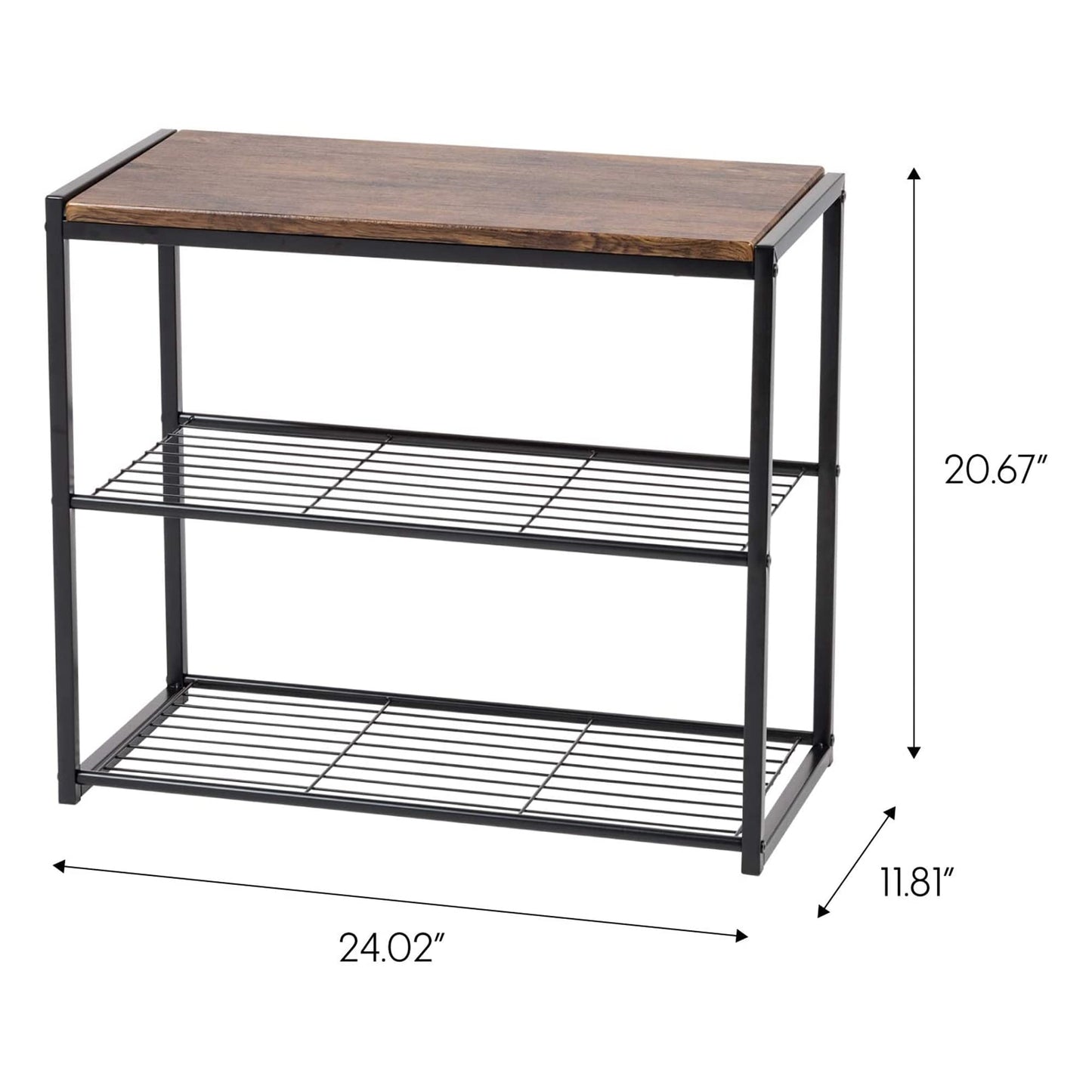 IRIS USA 3-Tier Shoe Rack, Holds 6 Pairs, Wood Metal Bench