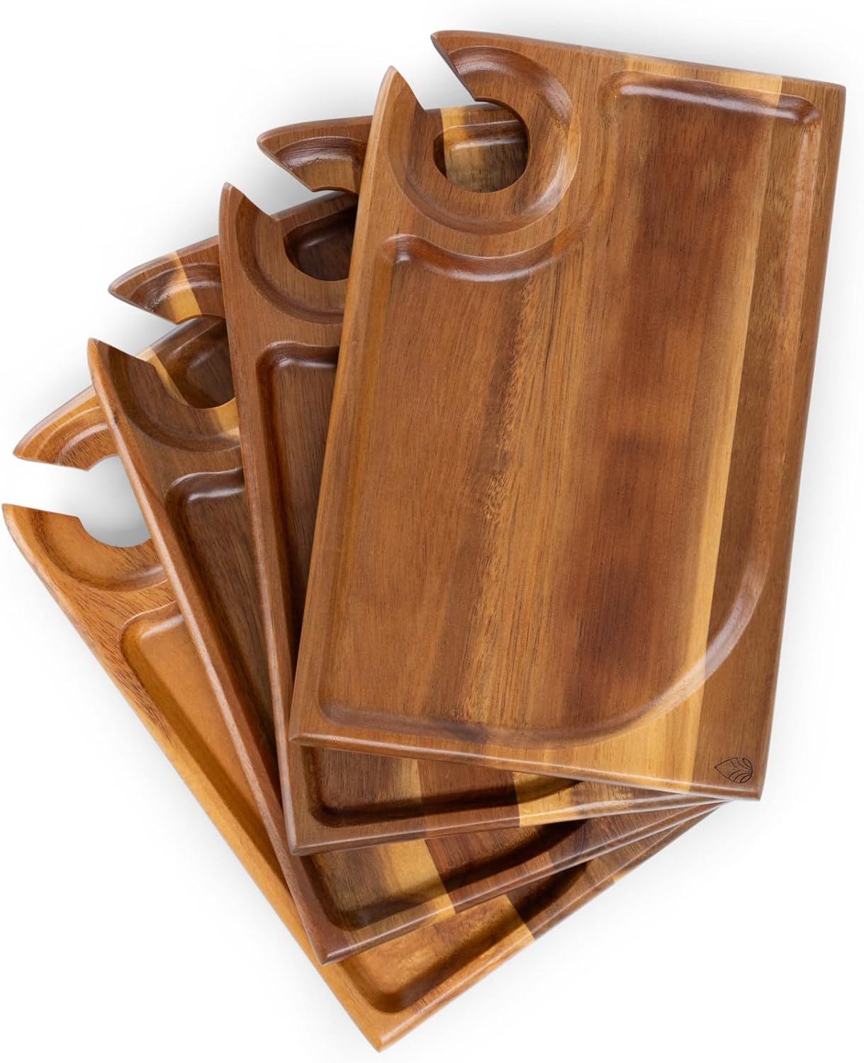 PICNIC TIME Rectangle Wine Appetizer Plates Set of 4, Cocktail Plate with Glass Holder, Cheese