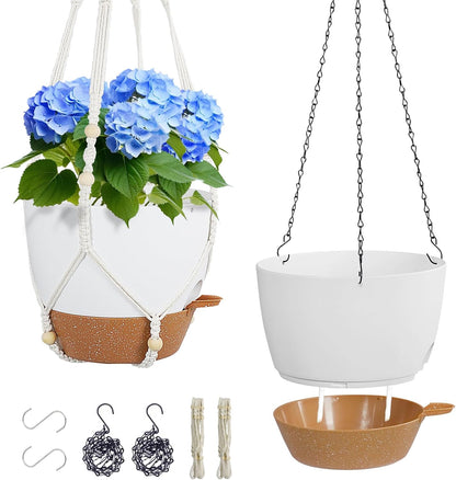 10 inch Self Watering Hanging Planters, 2 Pack Hanging Baskets for Indoor Outdoor Plants, Hanging