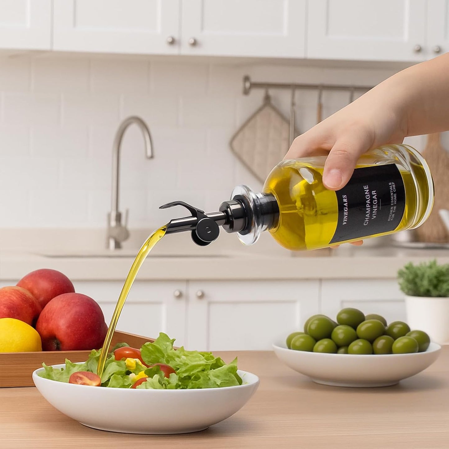 3PCS Olive Oil Dispenser Bottle For Kitchen, Soy Sauce Dispenser, Glass Oil and Vinegar Dispenser