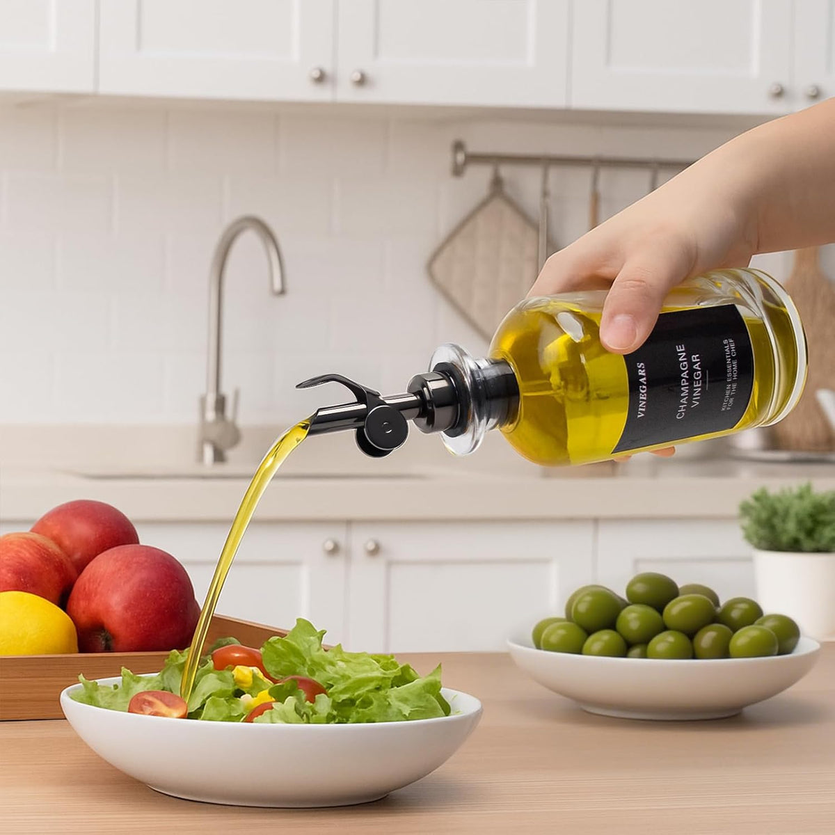 3PCS Olive Oil Dispenser Bottle For Kitchen, Soy Sauce Dispenser, Glass Oil and Vinegar Dispenser