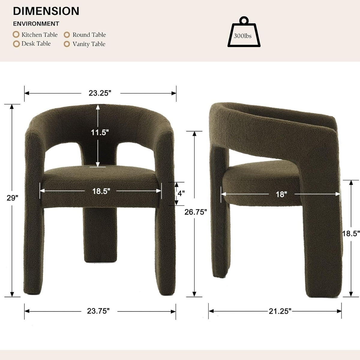 Green Sherpa Dining Chairs Set of 2, Modern Barrel Dining Room Chairs Upholstered Faux Fur Accent