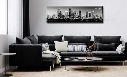 DJSYLIFE Houston Skyline Canvas Wall Art Decor Black & White City Pictures Painting Texas Cityscape