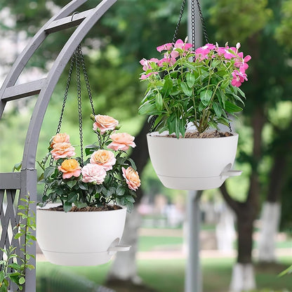 12 Inch Hanging Baskets 2 PC with Chains, Self-Watering Hanging Planters for Indoor Outdoor Plants