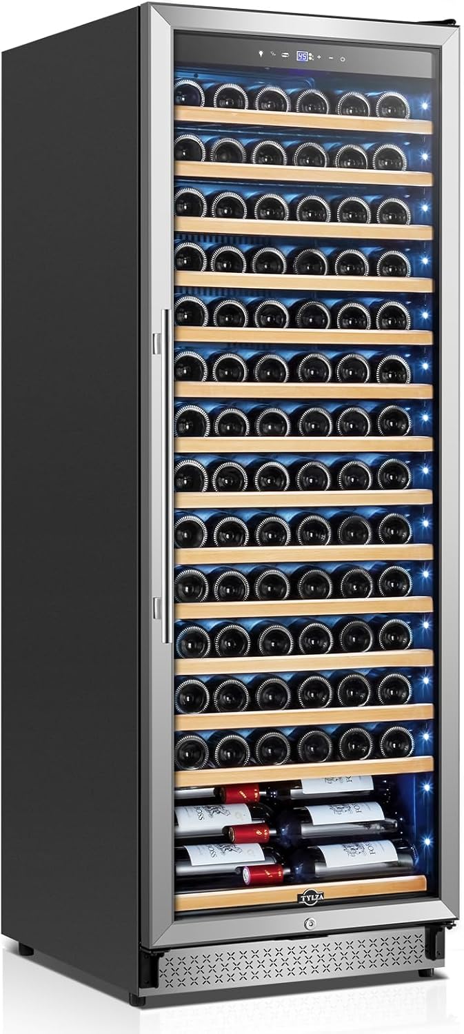 Tylza Upgraded 154 Bottles Wine Cooler Refrigerator, 24 Inch Tall Wine Fridge Built-in or