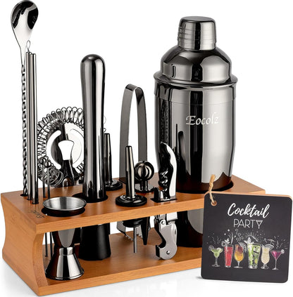 Bartender Kit Cocktail Shaker Set with Stand Bar Tool Bar Set for Drink Mixing Home Bartending Kit