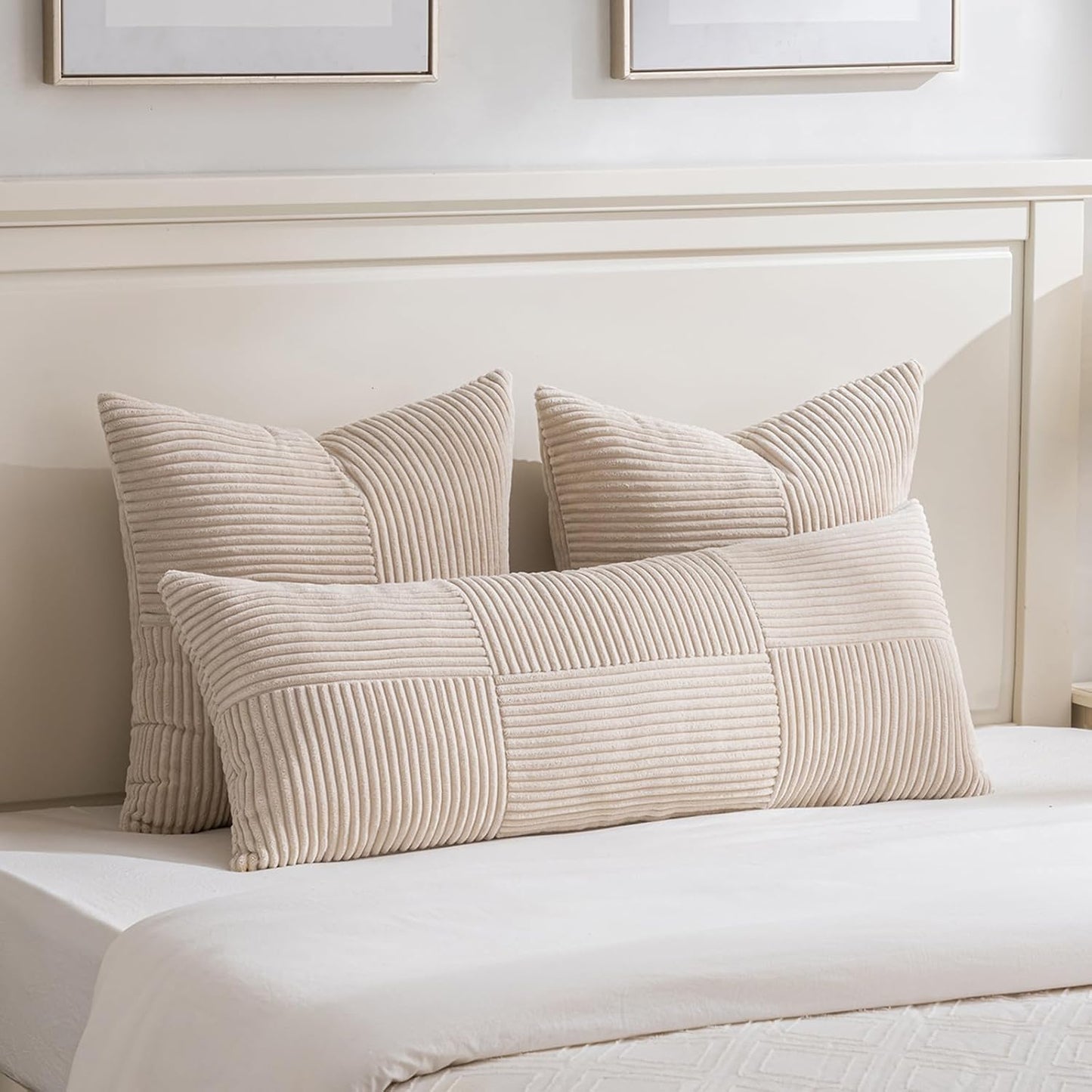 Fancy Homi 2 Packs Tan Decorative Throw Pillow Covers 22x22 Inch for Living Room Couch Bed Sofa