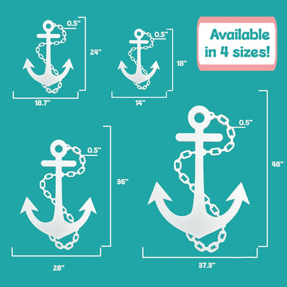 Outdoor Anchor Wall Decor, Nautical Beach House Sign, Weatherproof PVC Anchor with Chain, Ocean