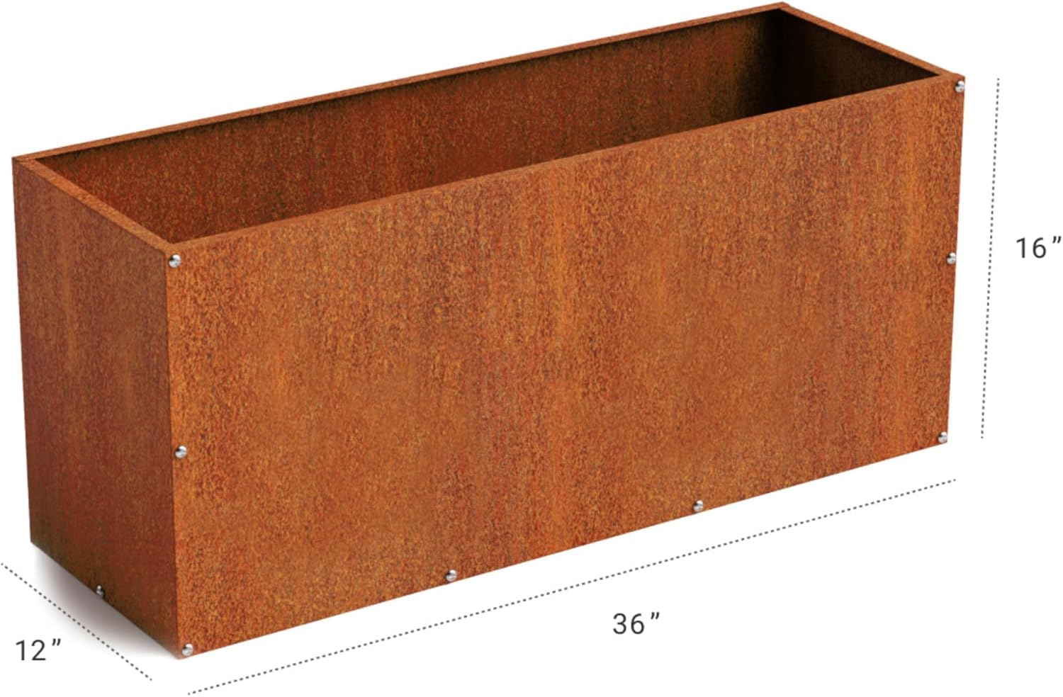 DIY CARTEL Corten Steel Rectangular Outdoor Planter Box, Rustic & Modern Farmhouse Design, Large