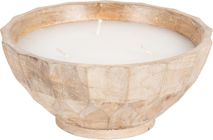 Kate and Laurel Plete Round Pleated Wood Candle Bowl, 8 Inch Diameter, Light Natural, Modern