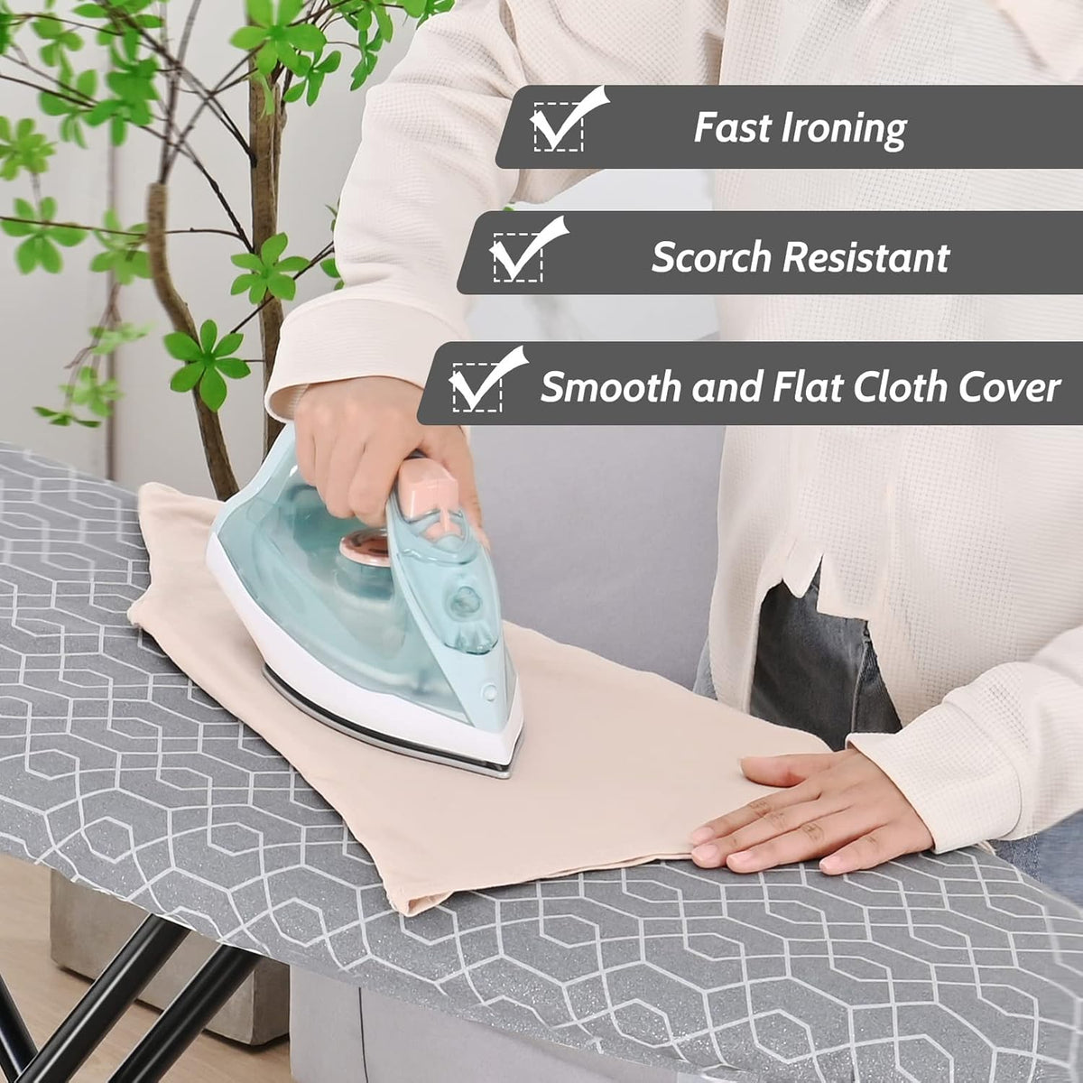 APEXCHASER Full Size Ironing Board with Iron Rest, Lightweight Iron Board with Height Adjustable