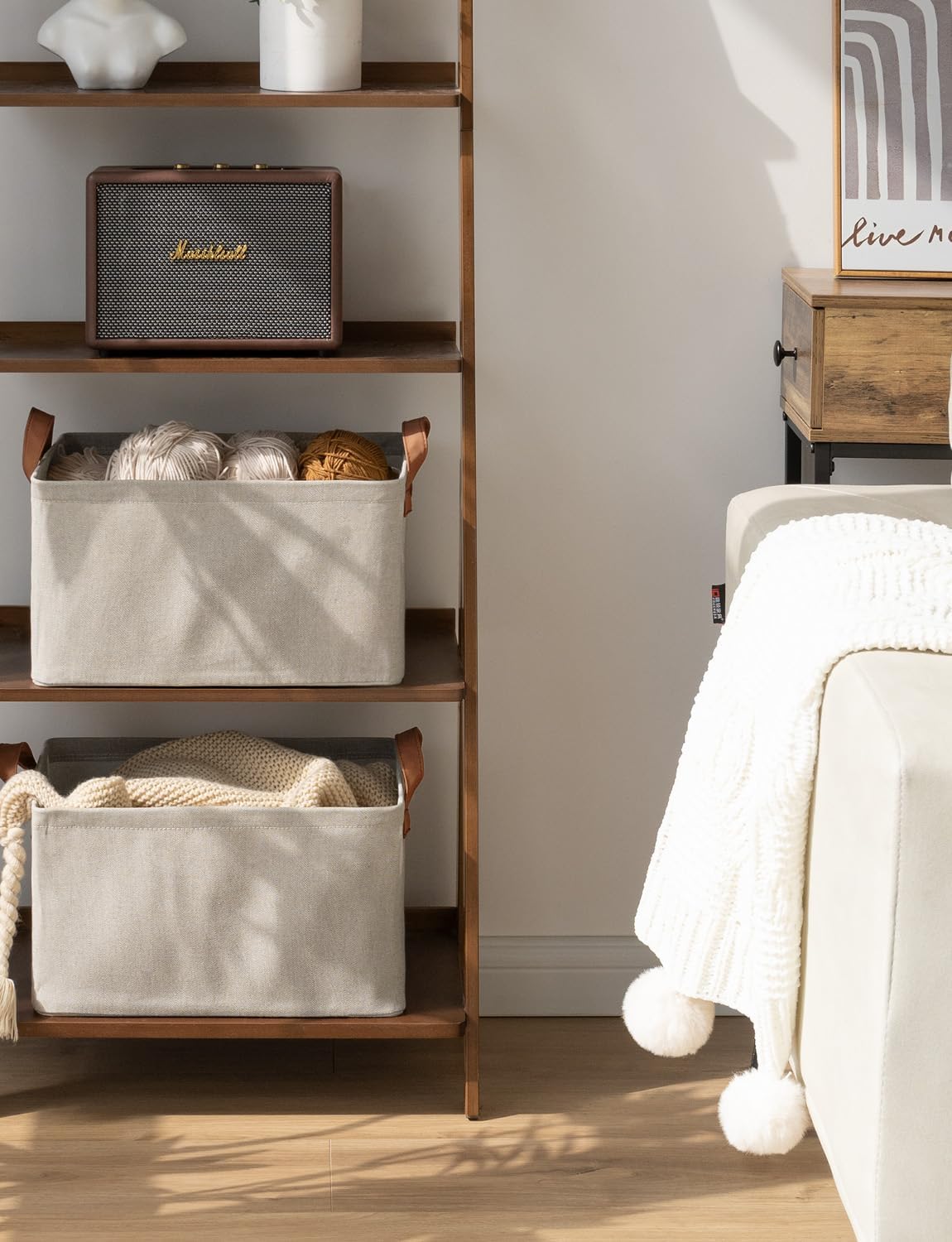 StorageWorks Storage Bins, Fabric Storage Bins for Shelves, Storage Baskets with Metal Frame