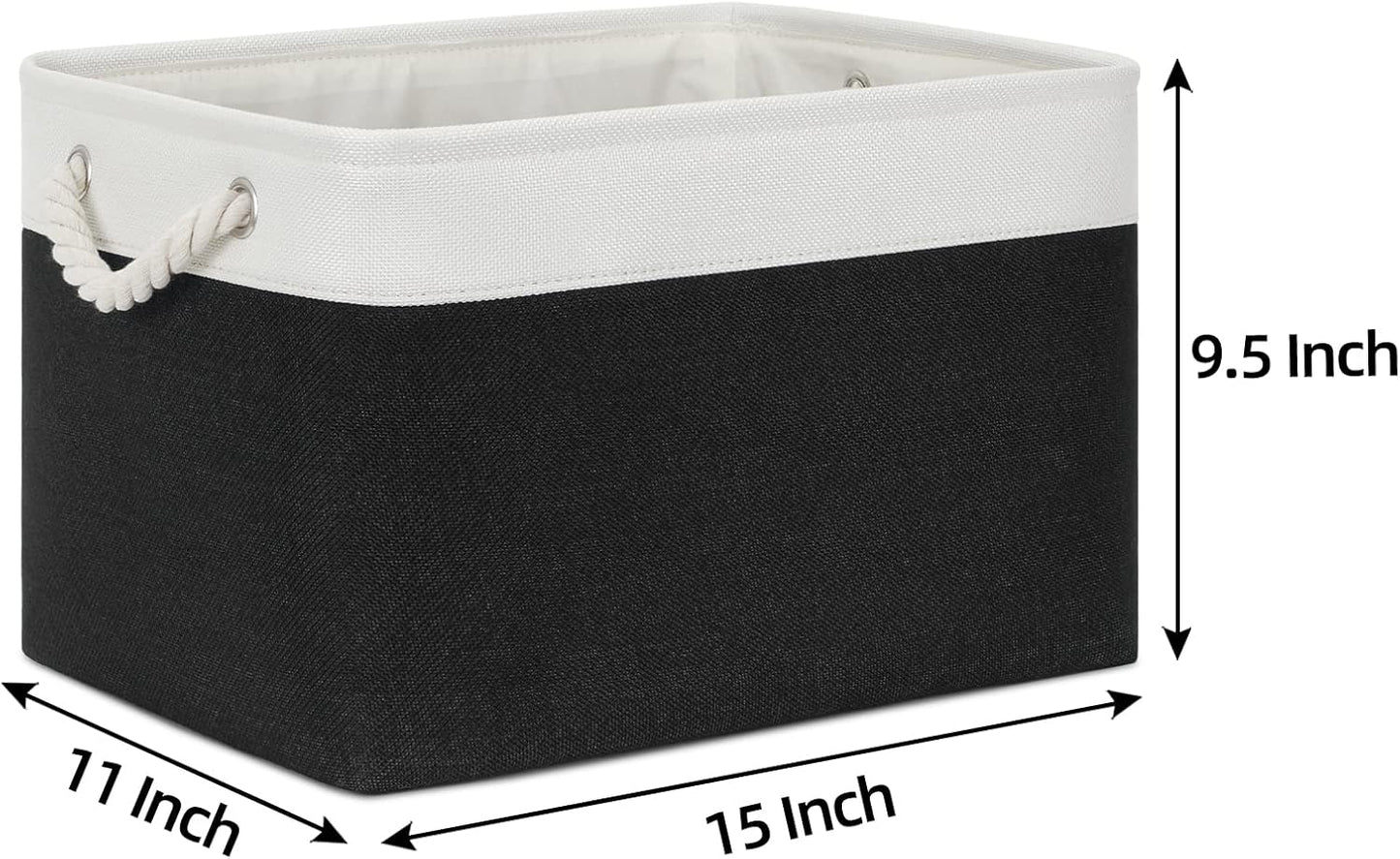 Bidtakay Black Storage Baskets for Shelves [3-pack] Collapsible Organizer Baskets for Laundry