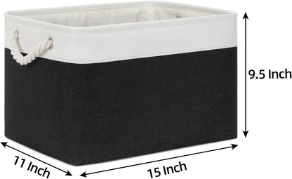 Bidtakay Black Storage Baskets for Shelves [3-pack] Collapsible Organizer Baskets for Laundry