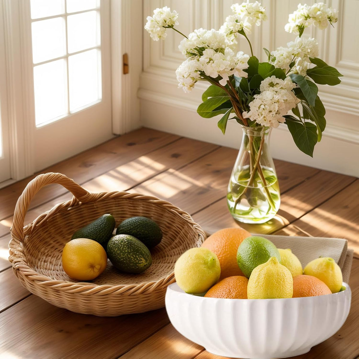 Ceramic Fruit Bowl for Home Kitchen Decor, 10" Large Fruit Basket,Decorative Fruit Storage for
