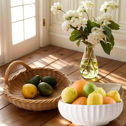 Ceramic Fruit Bowl for Home Kitchen Decor, 10" Large Fruit Basket,Decorative Fruit Storage for