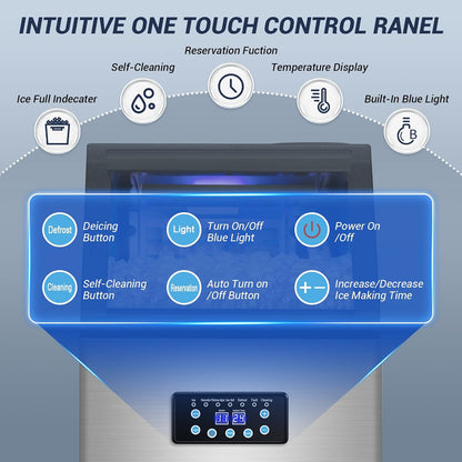 Commercial Ice Maker Machine 120LBS/24H with 30LBS Storage Bin, 15" Wide Undercounter/Freestanding