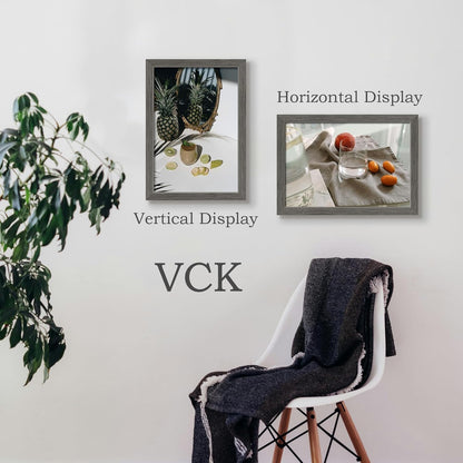 VCK 13x19 Picture Frame Set of 3, Gray Solid Wood Poster Picture Frame, Exclusive Wood Grain, Wall