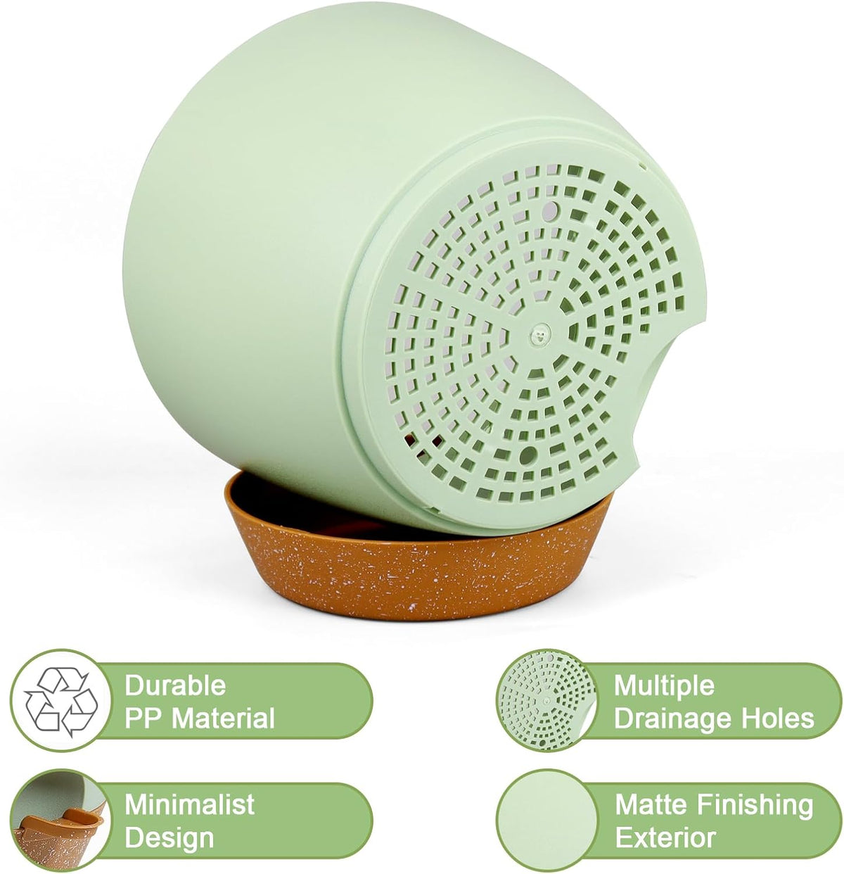 Big Self Watering Pots 12/10/9 inch, Planter, Plant Pots with Mesh Drainage Holes for Indoor
