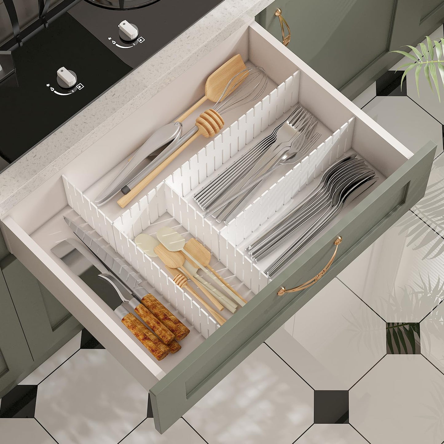 ALBAD Plastic Drawer Dividers Adjustable Drawer Organizer Dividers Separator for Tidying