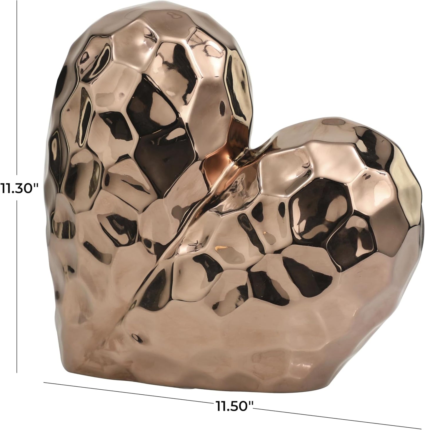 Deco 79 Ceramic Heart Decorative Sculpture Dimensional Angled Origami Inspired Home Decor Statue